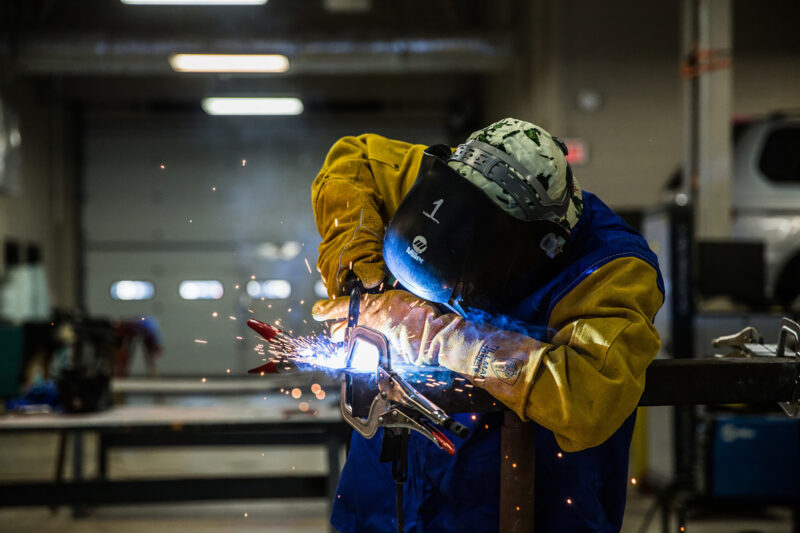 Welding an auto body part